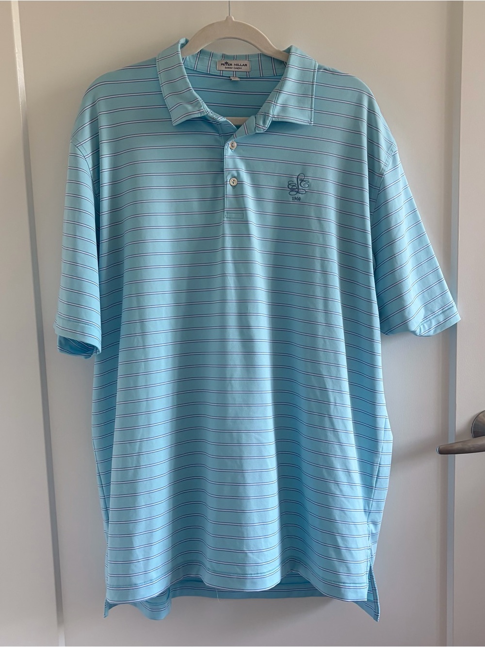 Peter Millar Light Blue Striped Polo